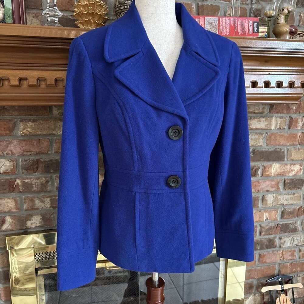 East 5th Ave Blue Lined Wool Blend Jacket Size Small Pea coat - Picture 1 of 8